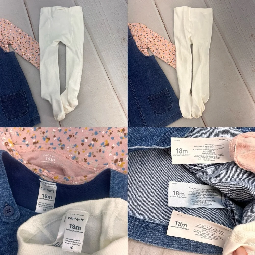 Baby 3-Piece Tee &‎ Chambray Jumper Set SIZE 18M